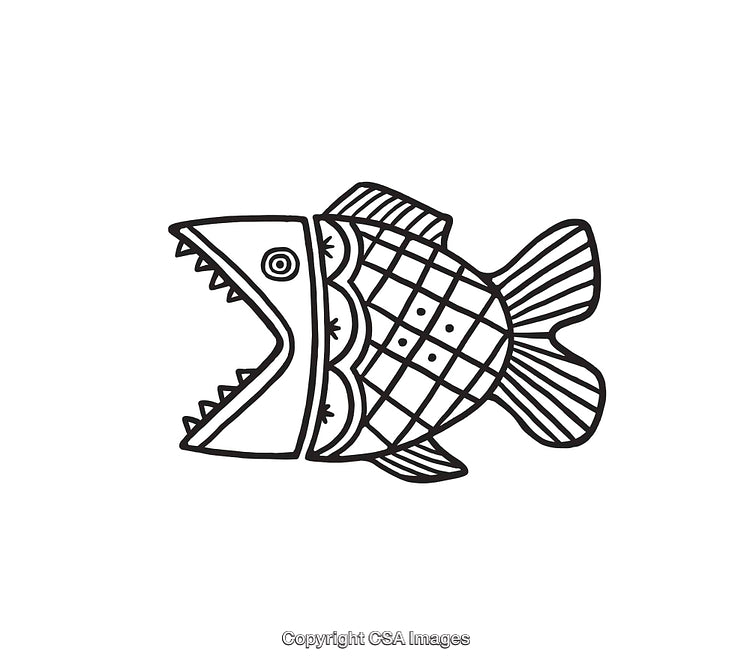 Creative Line Art Illustration of a Patterned Fish Design