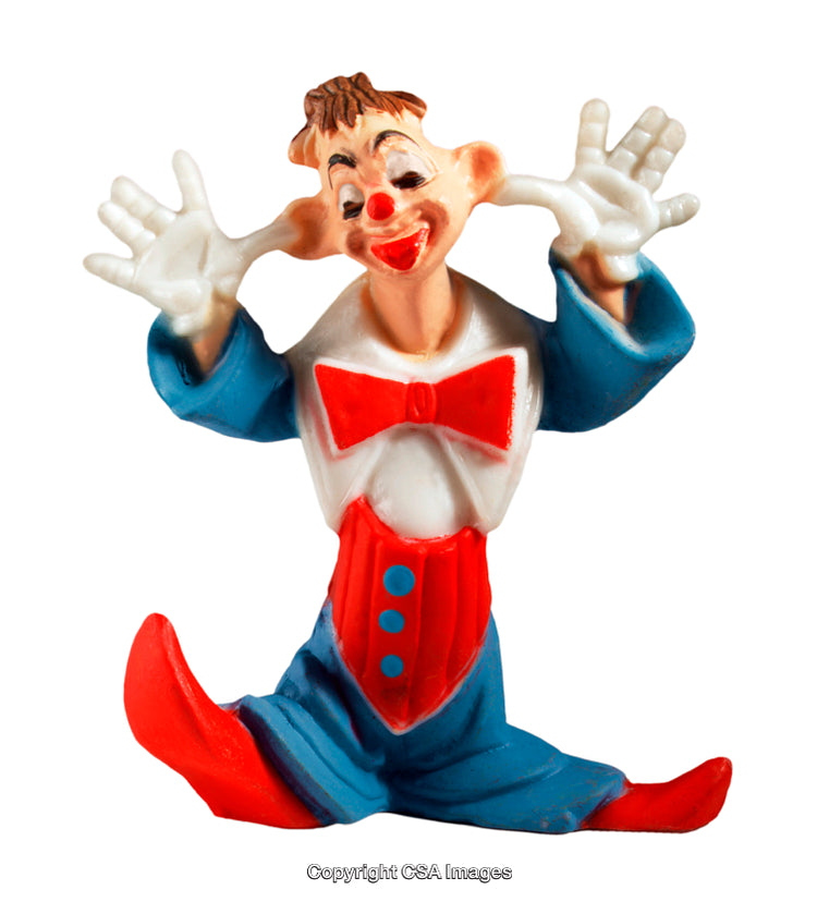 Colorful Plastic Clown Toy in Cheerful Pose on White Background