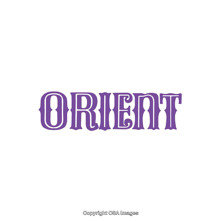Purple Retro Typography Displaying the Word 'Orient' on White Background