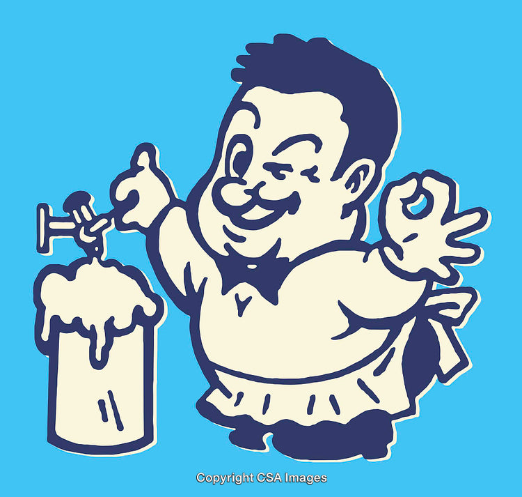 Cartoon Bartender Serving Draft Beer With Cheerful Gesture