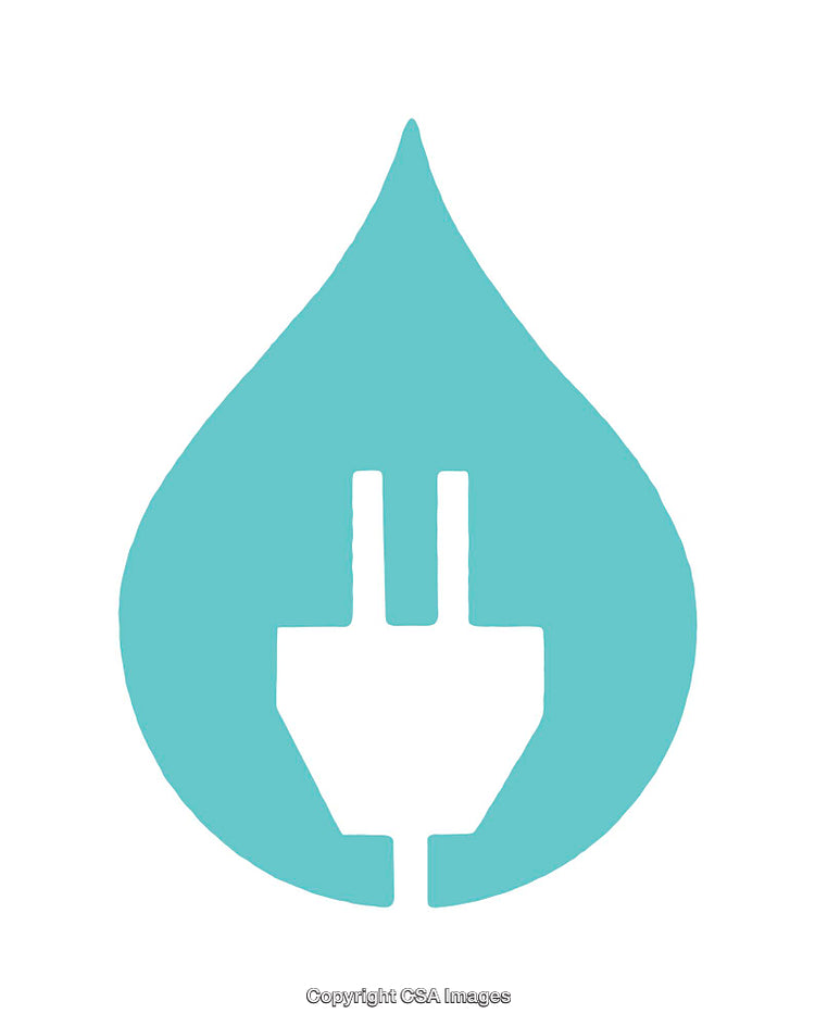 Blue Drop Icon Featuring an Electrical Plug Design