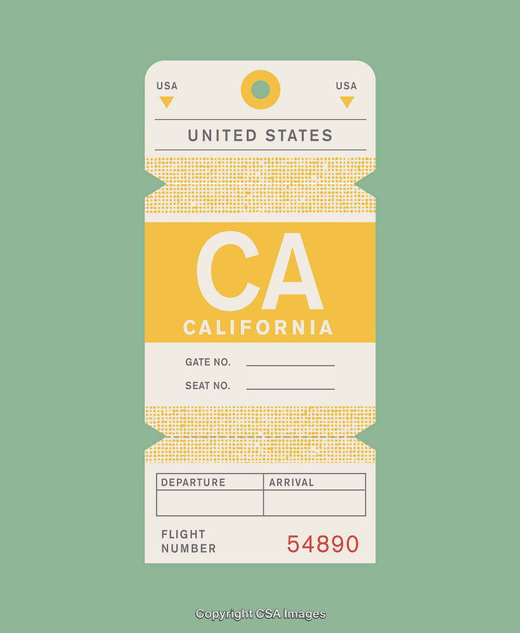 Vintage California Travel Tag in Minimalist Design for USA Destinations