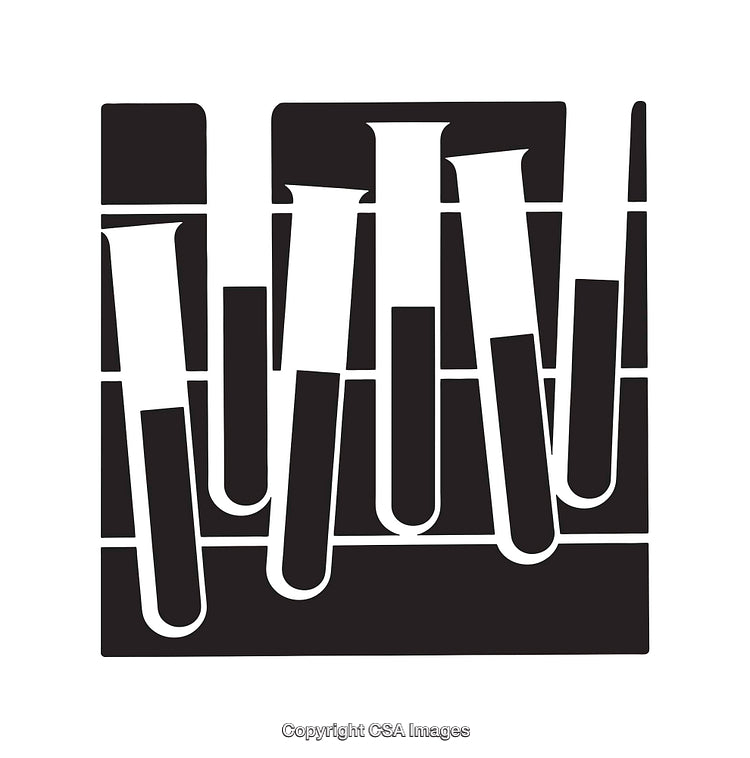 Stylized Black And White Line Art of Laboratory Test Tubes