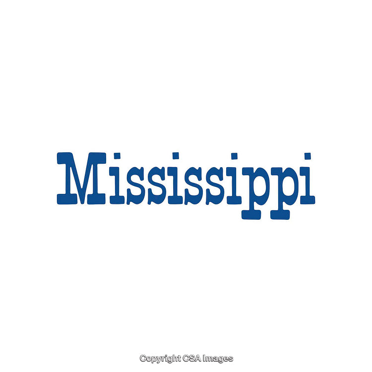 Bold Blue Typography of the Word 'Mississippi' on White Background