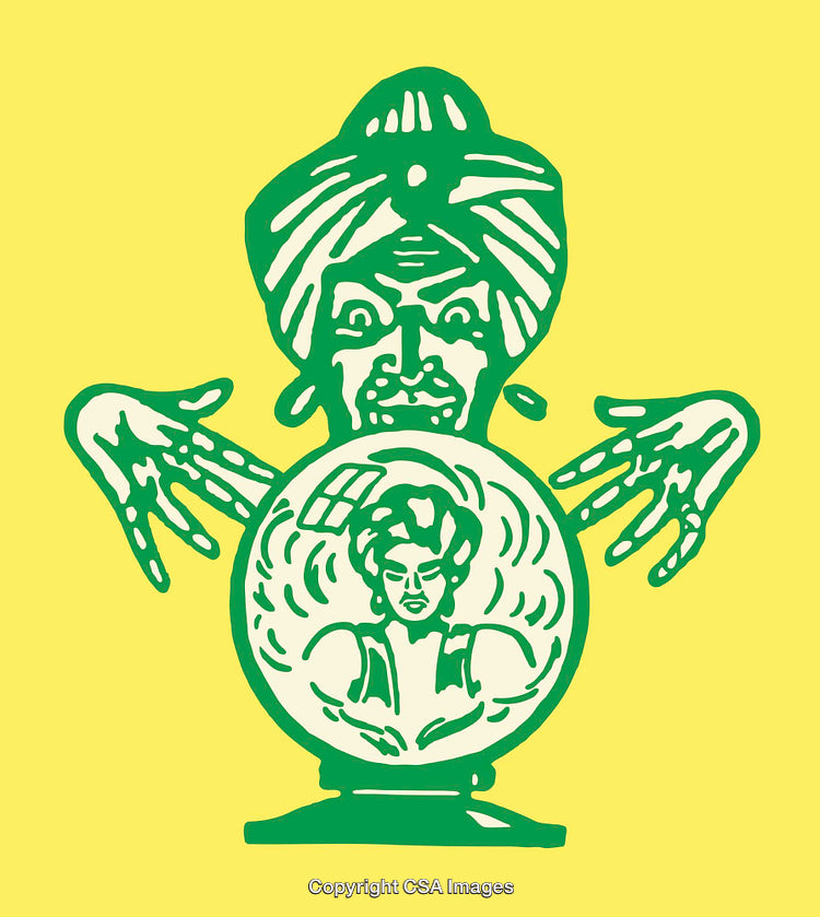 Colorful Line Art of Mystic Hands and Crystal Ball Illustration