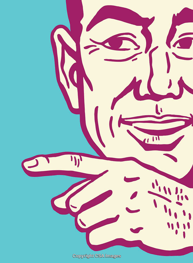 Colorful Line Art Illustration of a Smiling Person Gesturing