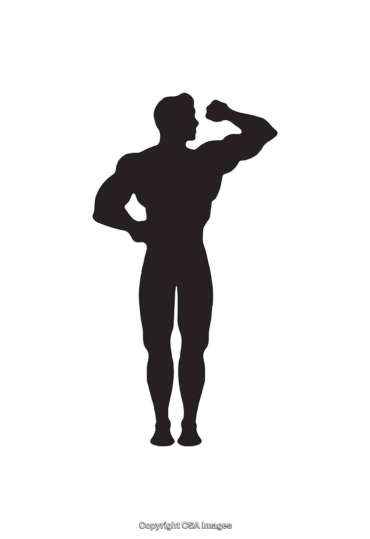 Silhouette of a Muscular Male Bodybuilder Flexing Pose