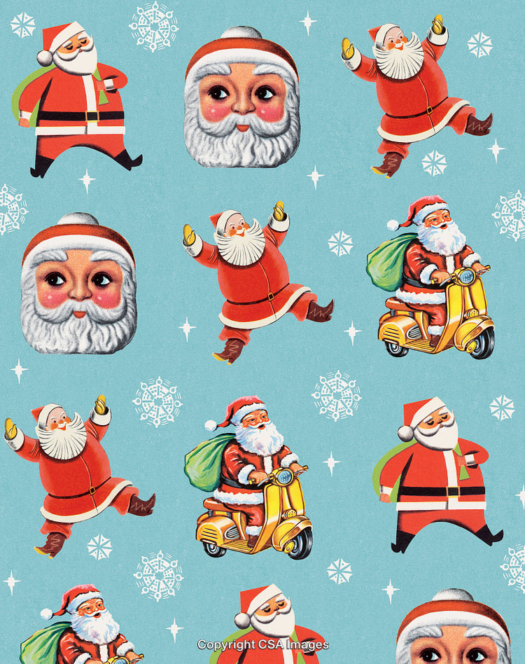 Santa Pattern With Snowflakes