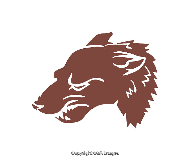 Minimalist Brown Silhouette of a Wolf's Head with Fierce Expression