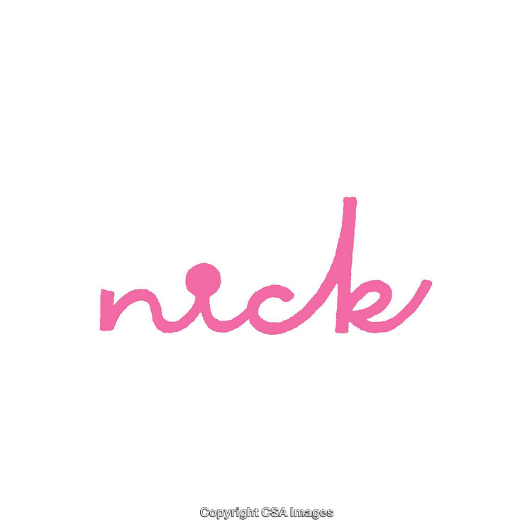 Simple Pink Handwritten Nick Text on White Background