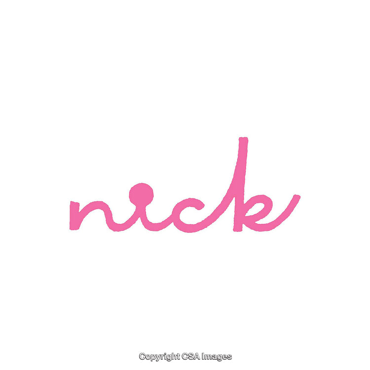 Simple Pink Handwritten Nick Text on White Background