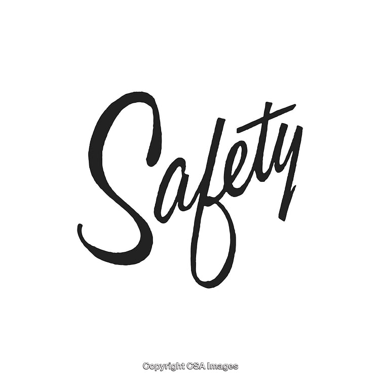 Handwritten Calligraphy Text Depicting the Word Safety in Stylish Black Lettering