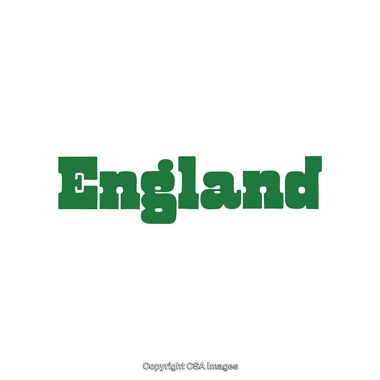 Green England Text on a White Background with Bold Letters