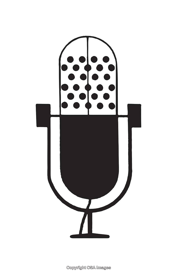 Vintage Black and White Microphone Illustration with Minimalist Style