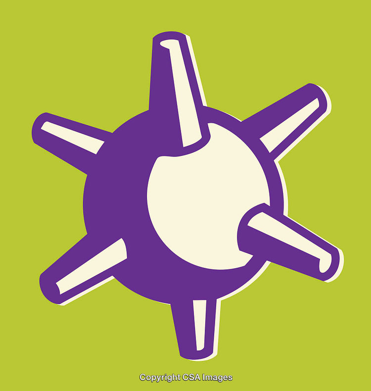 Colorful Abstract Illustration of Object with Spikes on Green Background