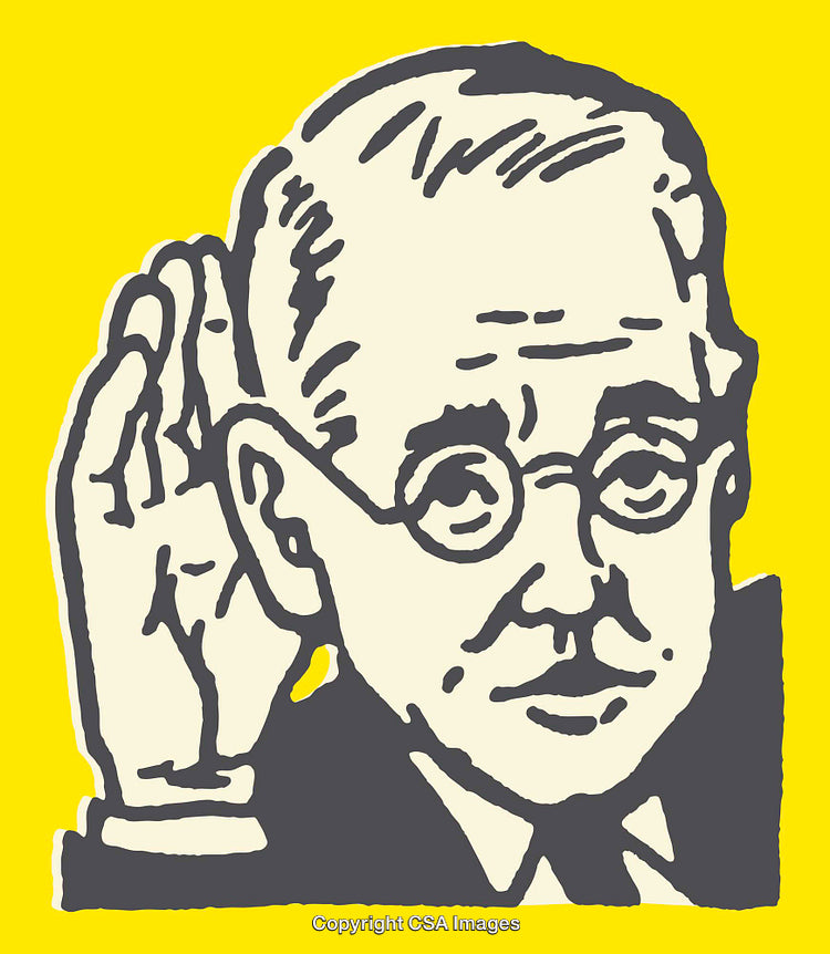 Vintage Illustration of a Man Listening in Colorful Pop Art Style