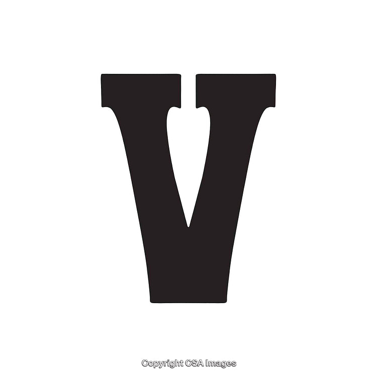 Large Black Letter V on a White Background for Design or Typography