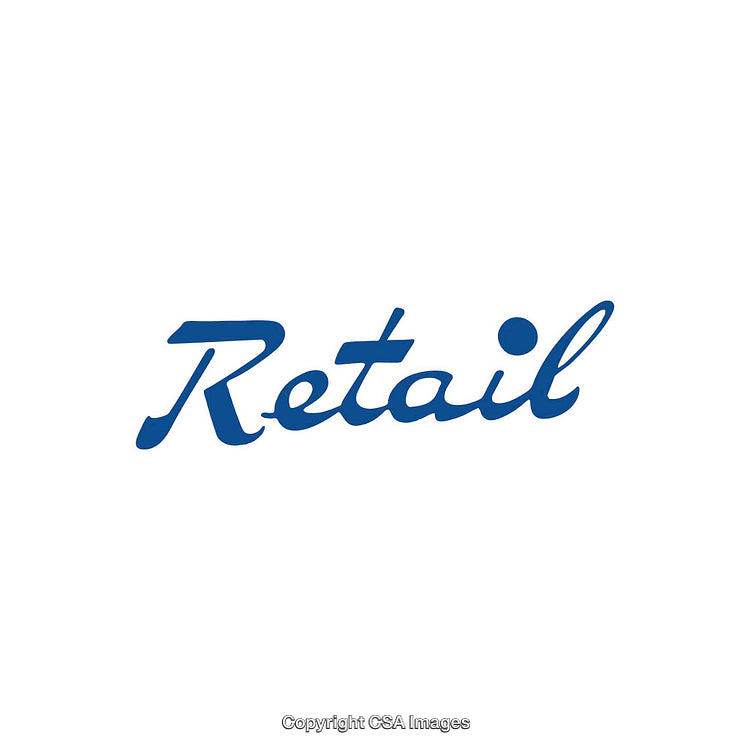 Simple Blue Retail Word Design on White Background