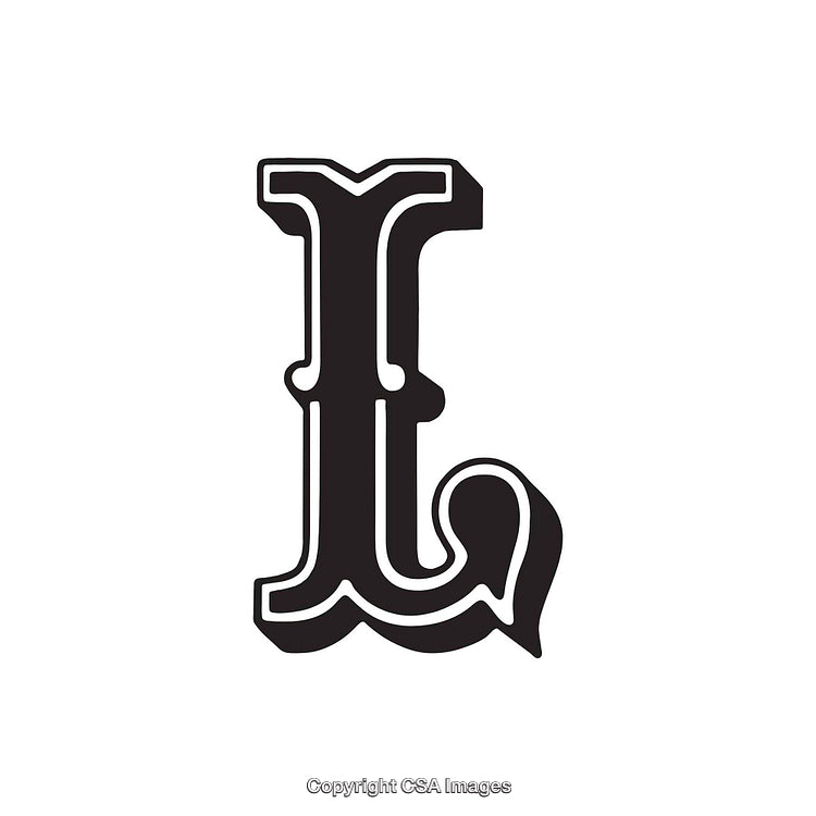 Ornate Black Letter L with Decorative Vintage Design Elements