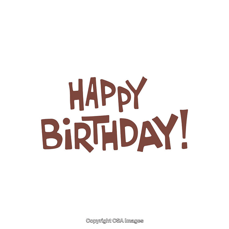 Happy Birthday Text in Brown on White Background
