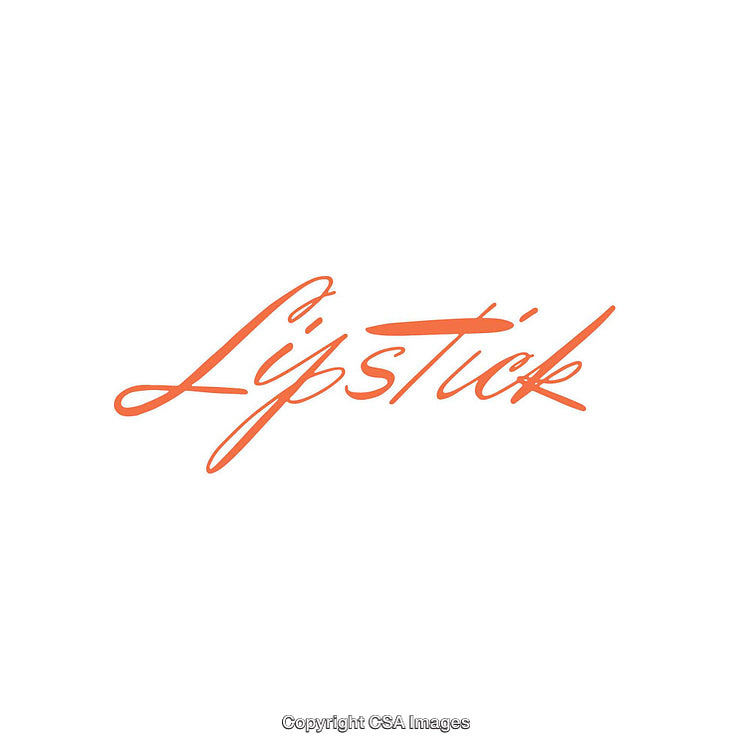 Elegant Orange Script Text Featuring the Word 'Lipstick' on White Background