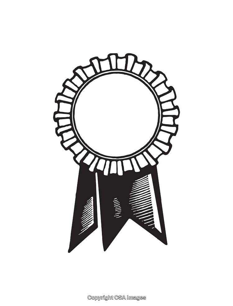 Black and White Line Art of Award Ribbon Illustration