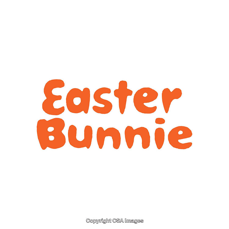 Orange Easter Bunny Text Illustration on a White Background