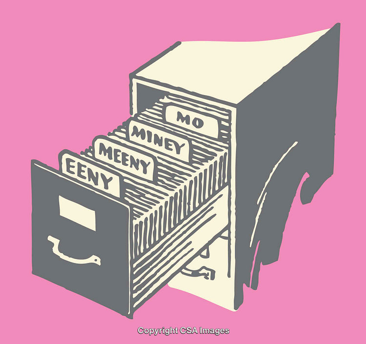 Colorful Line Art Illustration of File Drawer with Organized Tabs