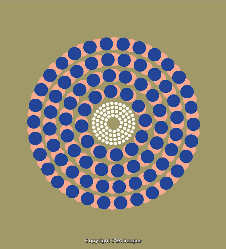Abstract Symmetrical Circular Design With Blue Pink and Beige Accents