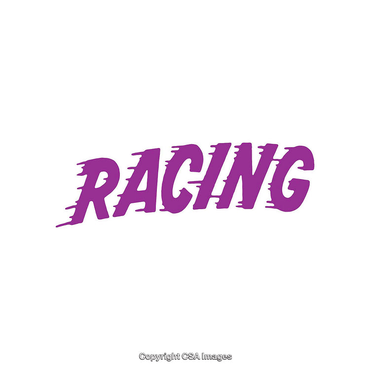 Dynamic Purple Racing Text with Bold Styling on a White Background