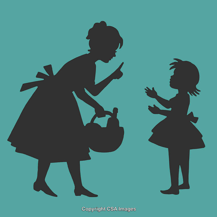 Silhouette of Adult Scolding a Child with Expressive Gestures Against Teal Background