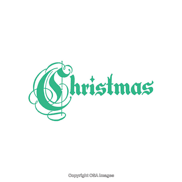 Elegant Green Lettering Featuring the Word Christmas in Calligraphy Style