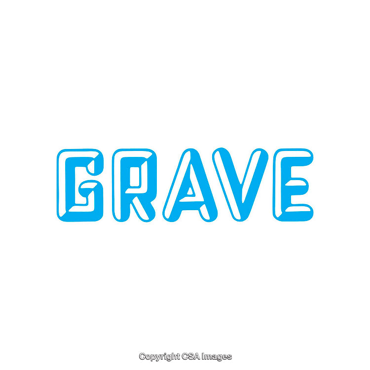 Blue Lettering Word Art Featuring the Term 'Grave' in Bold Design
