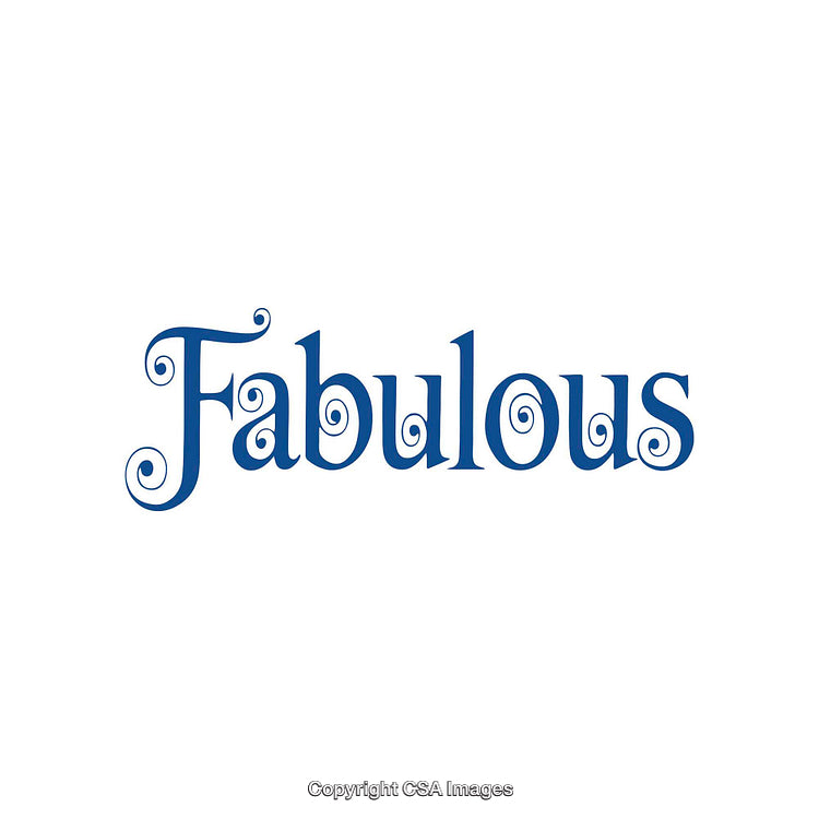 Stylized Blue Text on White Background with Ornate Typography Elements