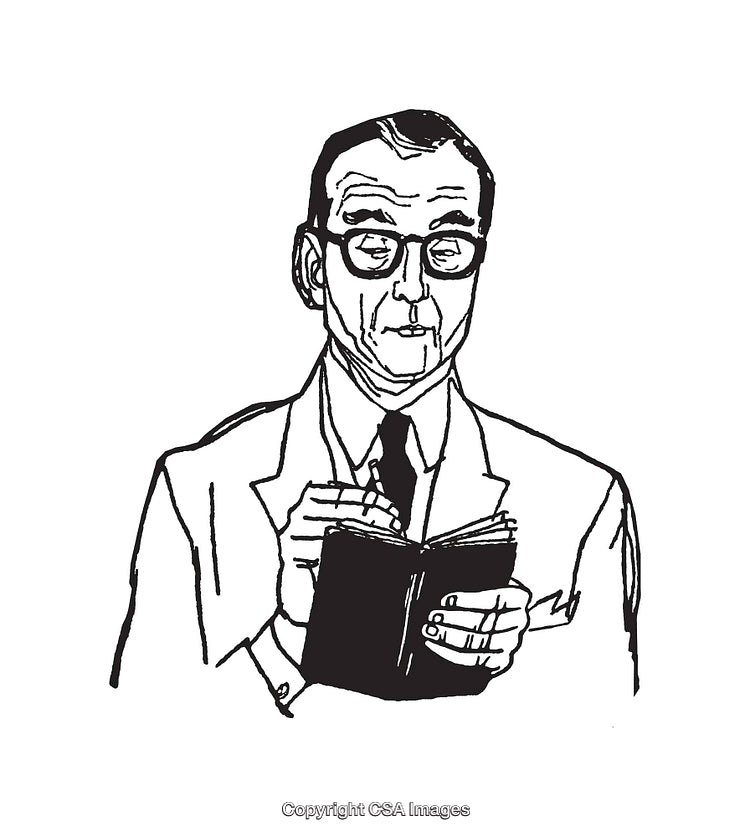 Monochrome Line Art of Professional Holding Notebook and Taking Notes