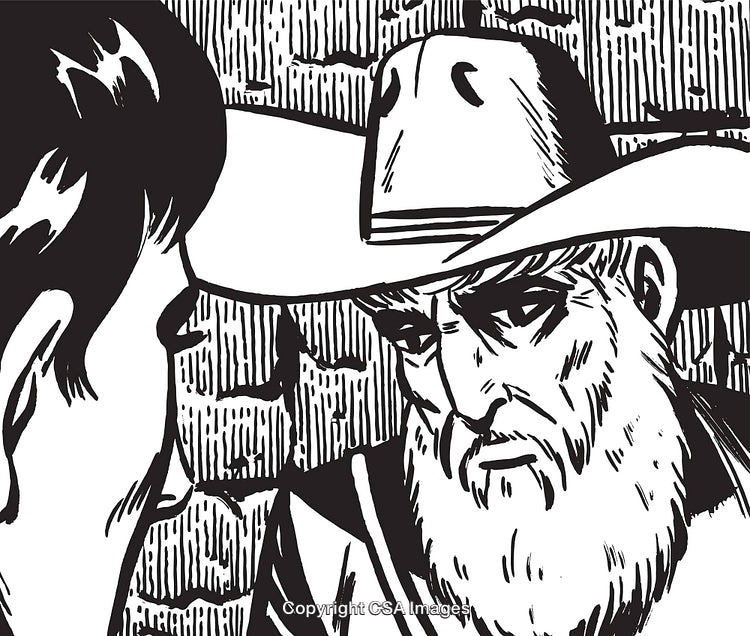 Monochrome Artwork of Emotional Conversation Between Two Individuals