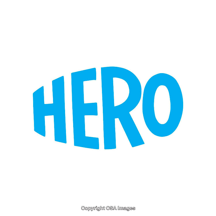 Blue Hero Text Illustration on a White Background