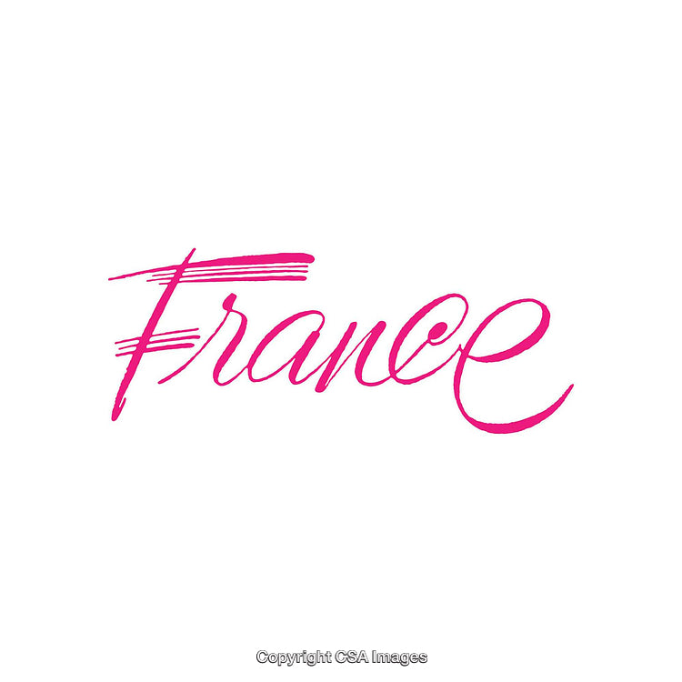 Stylized Pink Script Featuring the Word “France” on a Clean White Background