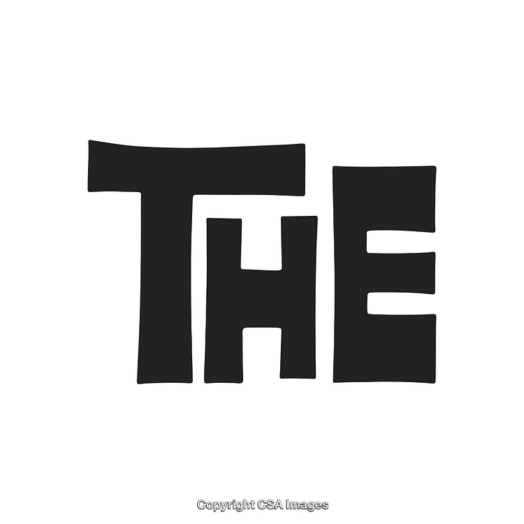 Bold Hand-Drawn Word 'The' on White Background in Cartoon Style