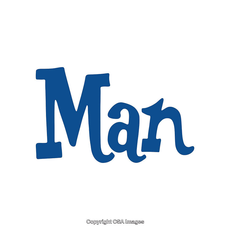 Bold Blue Text Depicting the Word 'Man' in Stylish Font