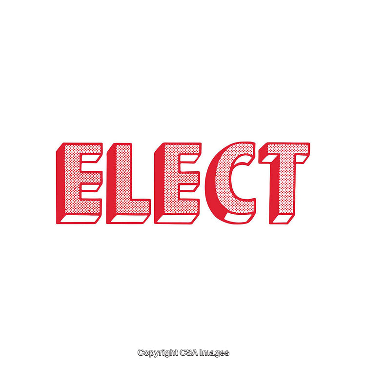 Red Text Design Typography Image with the Word 'ELECT'