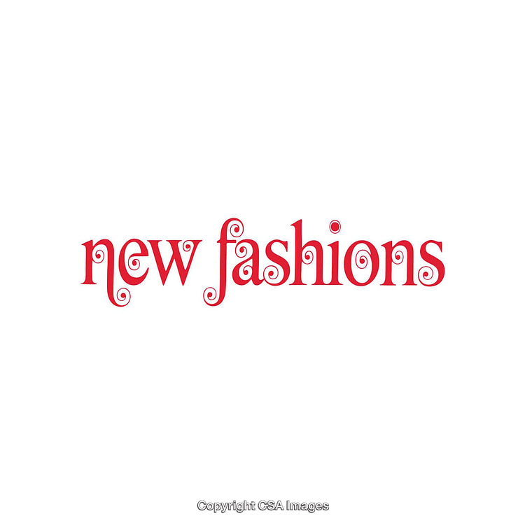 Elegant Typography Displaying 'New Fashions' in Vibrant Red on White