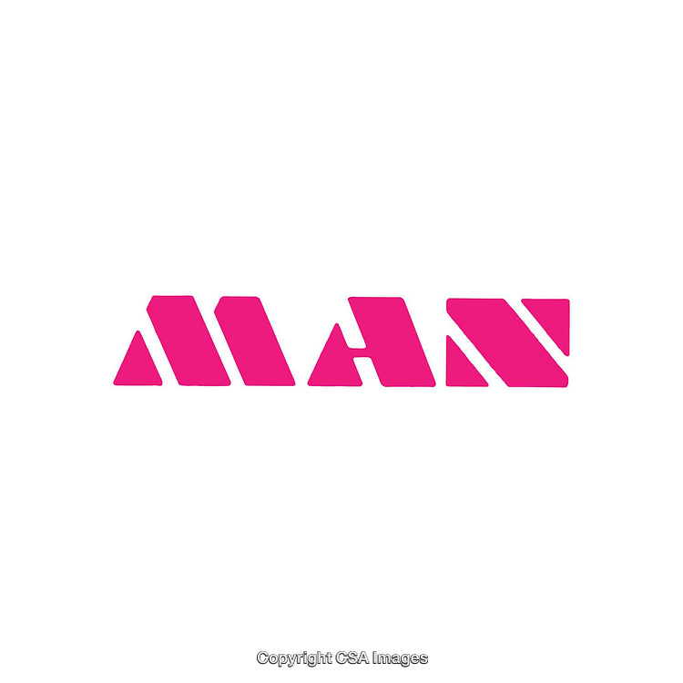 Stylized Pink MAN Text Logo on Clean White Background