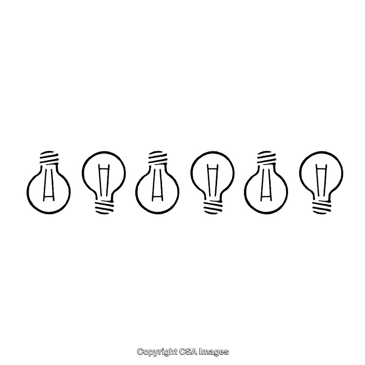 Hand-Drawn Light Bulb Design in Repeated Monochrome Pattern