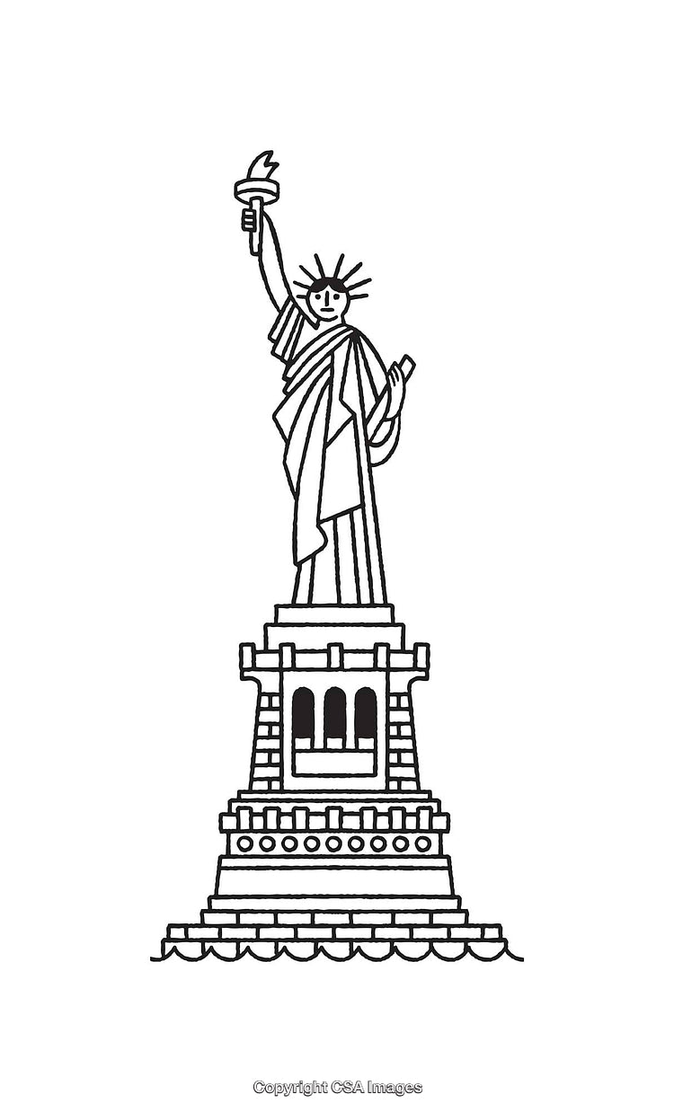 Line Art Drawing of the Statue of Liberty Monument