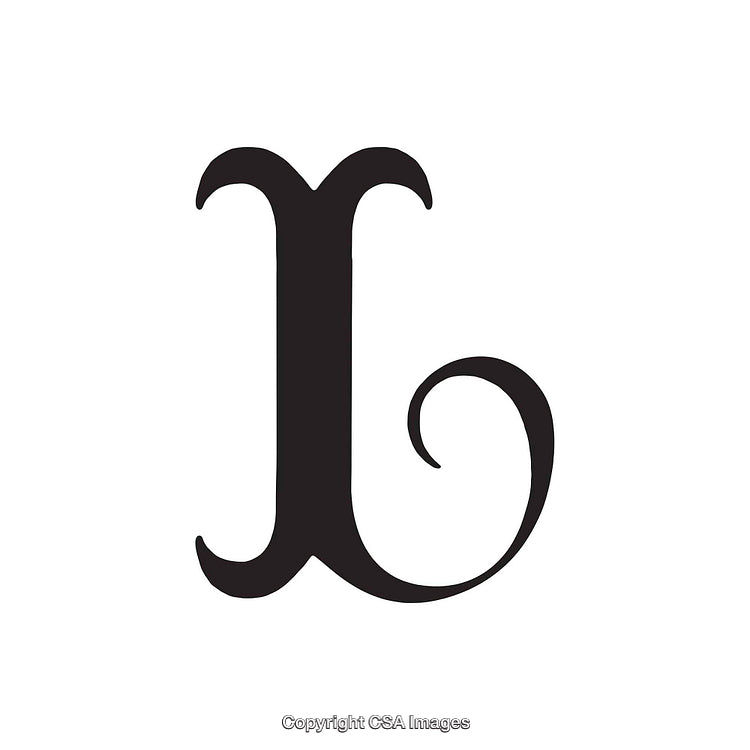 Ornate Letter L Design in Black on a White Background