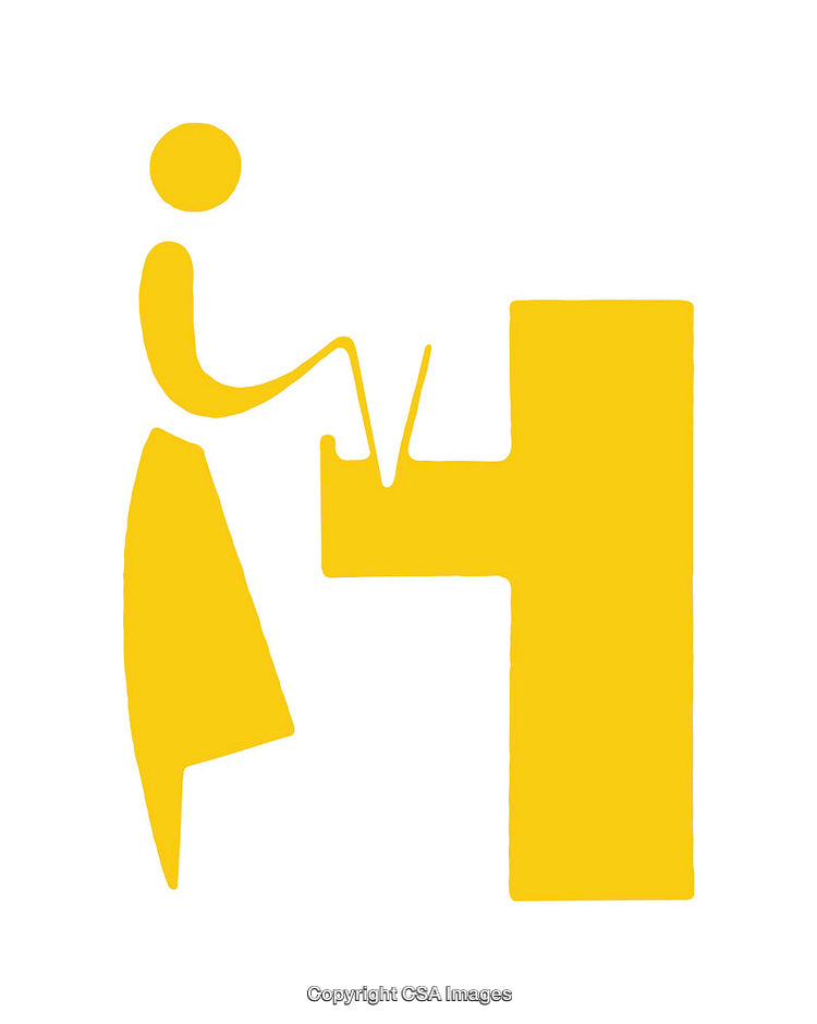 Minimalistic Icon Depiction of a Person Working at a Counter