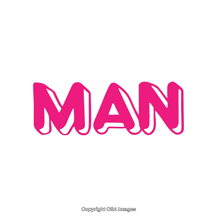 Stylized Pink Word Design Depicting the Term 'Man' in Bold Letters