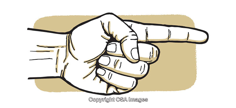 Illustrated Hand Pointing to the Right in Bold Graphic Style