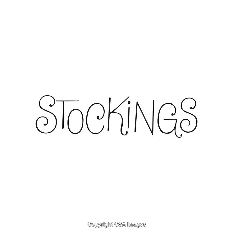 Playful Illustration Featuring the Handwritten Word Stockings in Decorative Style